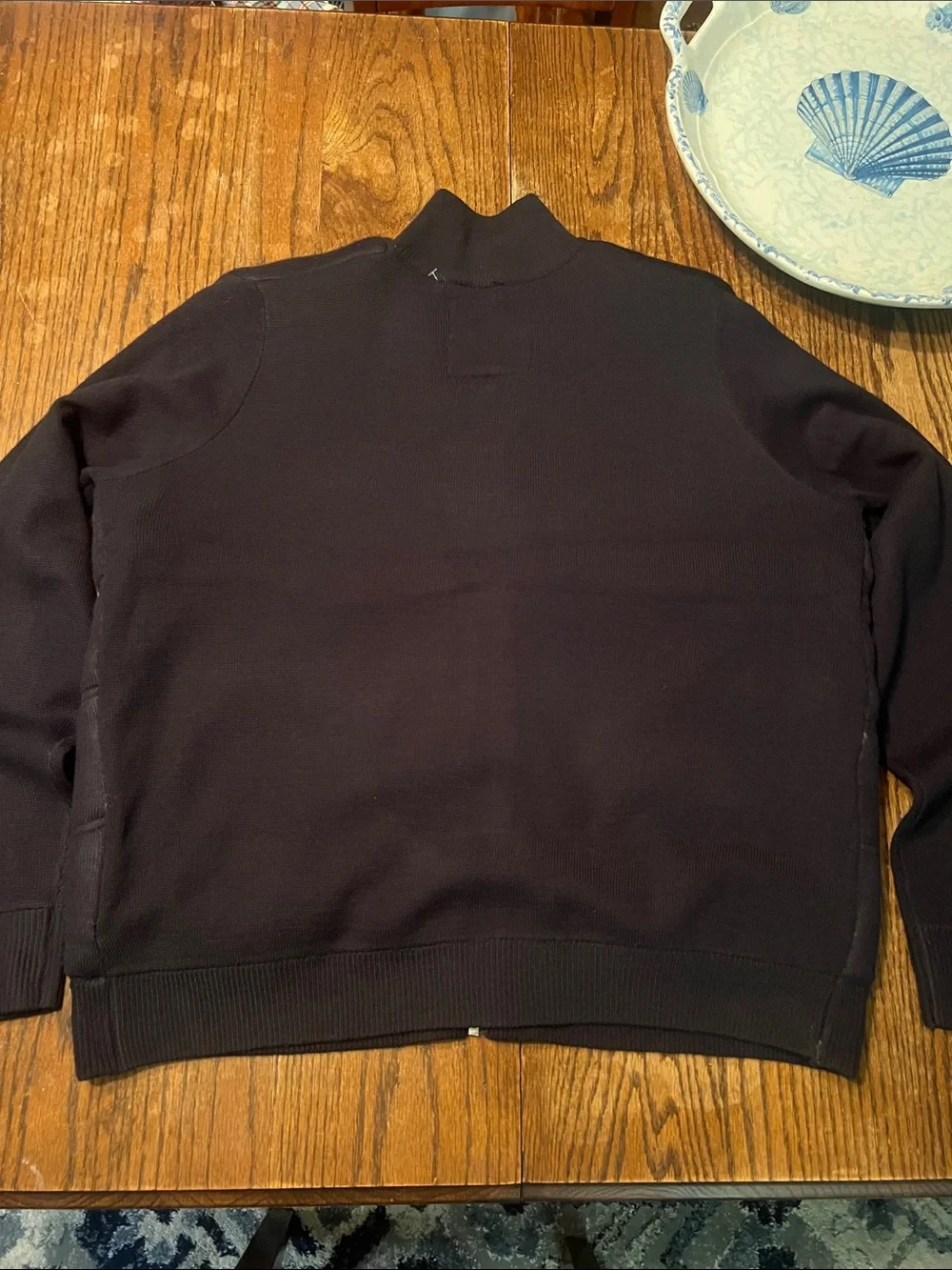 Threadbare Men's Navy Zip-Up Quilted Knit Marsden Sweater